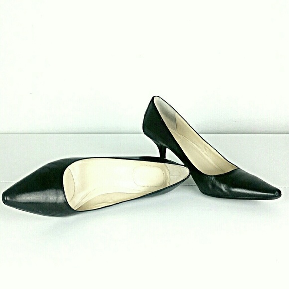CALVIN KLEIN l Dolly Pumps Black Pointed Toe - Picture 1 of 8